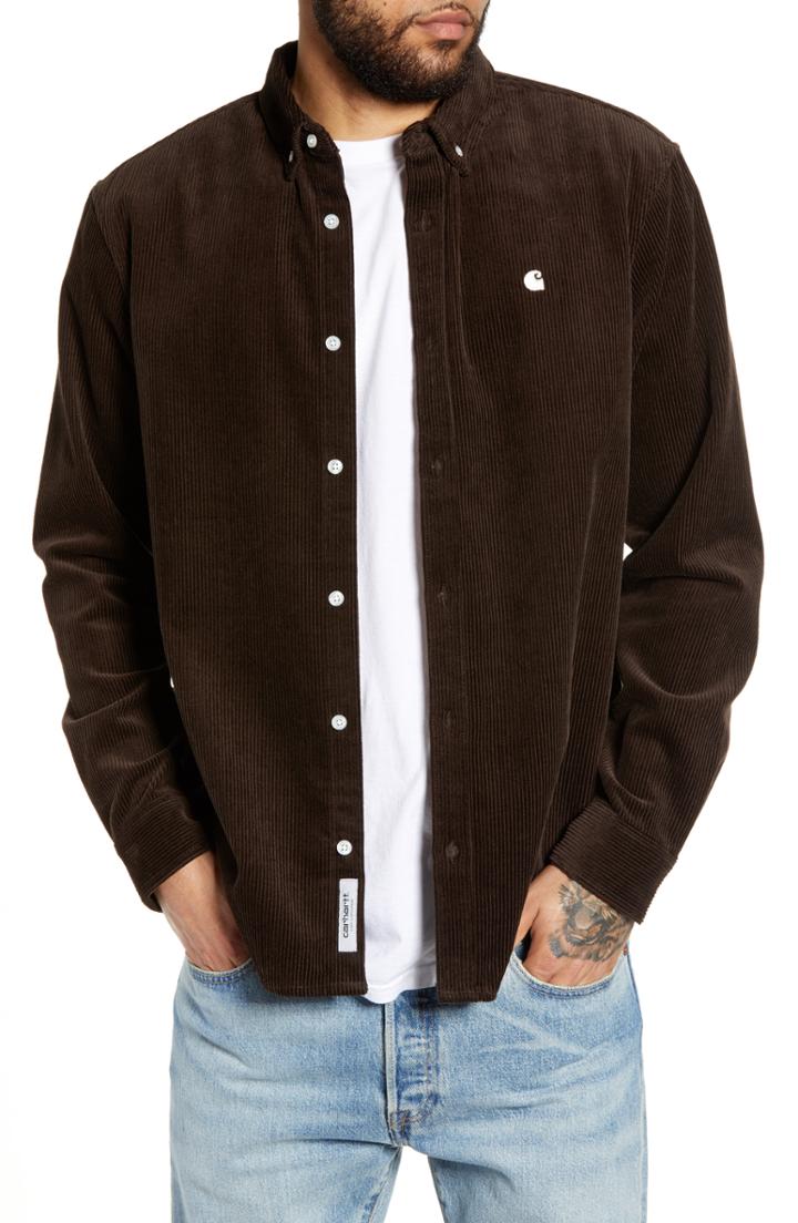 Men's Carhartt Work In Progress Madison Corduroy Shirt - Brown