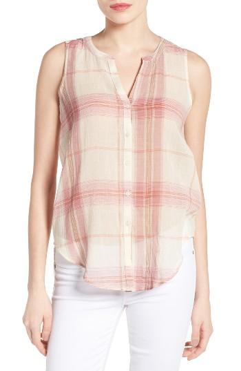Women's Lucky Brand Plaid Cotton Sleeveless Shirt