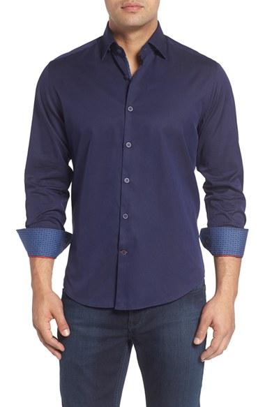 Men's Stone Rose Textured Sport Shirt - Blue