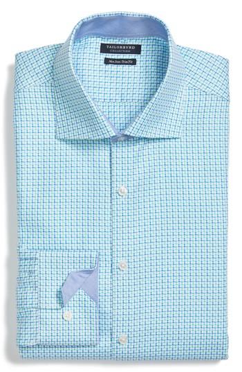 Men's Tailorbyrd Trim Fit Geometric Dress Shirt - 32/33 - Green