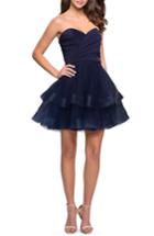Women's La Femme Tiered Tulle Minidress - Blue