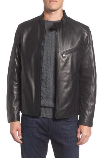Men's Marc New York Gibson Slim Leather Moto Jacket - Black