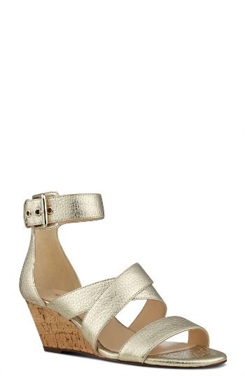 Women's Nine West Piwow Wedge Sandal .5 M - Metallic