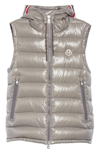 Men's Moncler Lanoux Down Hooded Vest - Grey