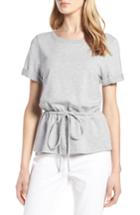 Women's Halogen Drawcord Peplum Cotton Blend Top - Grey