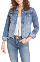 Women's Blanknyc Bleach Print Denim Jacket - Blue