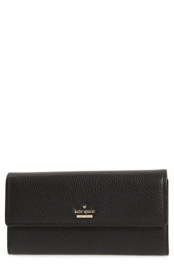 Women's Kate Spade New York Oakwood Street - Kinsley Pebbled Leather Wallet - Black