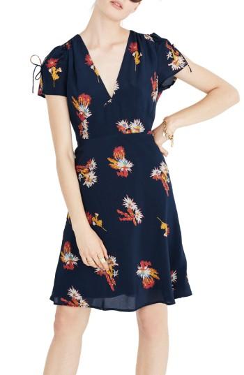 Women's Madewell Cactus Flower Silk Dress - Blue