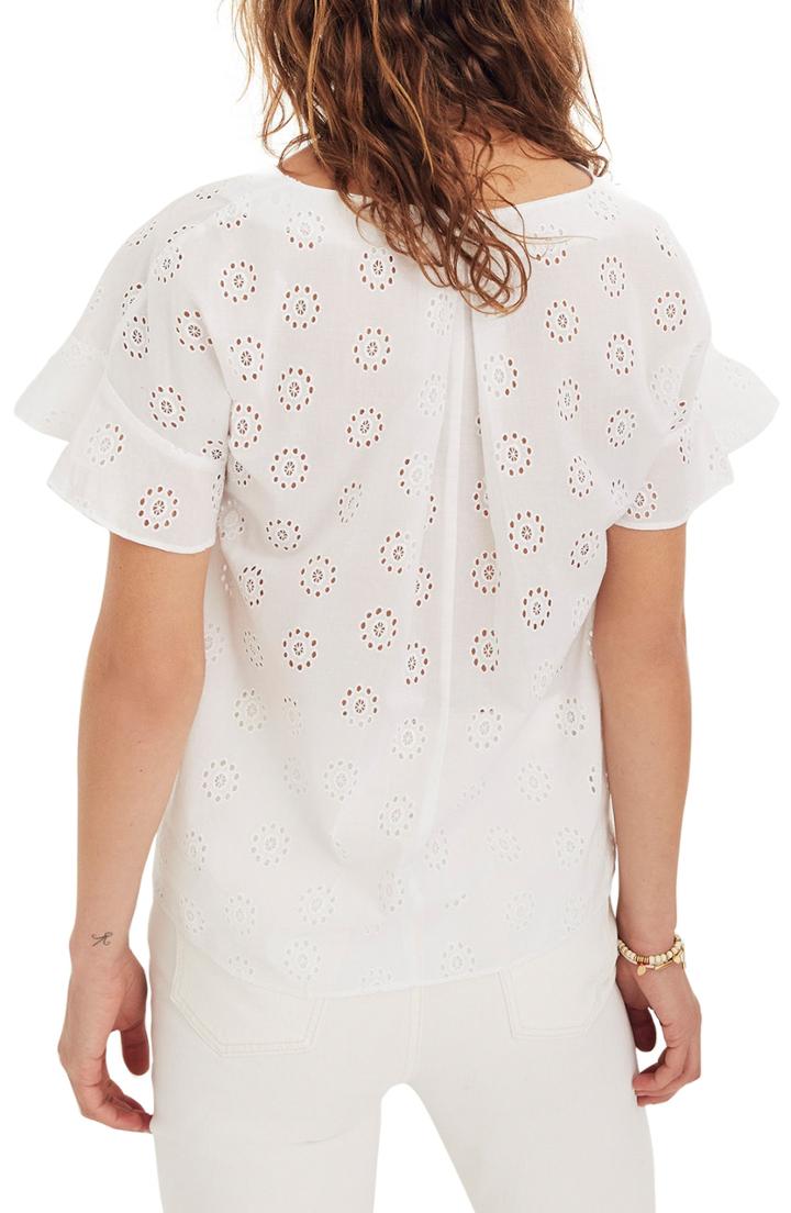 Women's Madewell Sundrift Eyelet Ruffle Sleeve Top