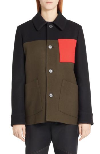Women's Marni Colorblock Wool Blend Felt Coat Us / 40 It - Green