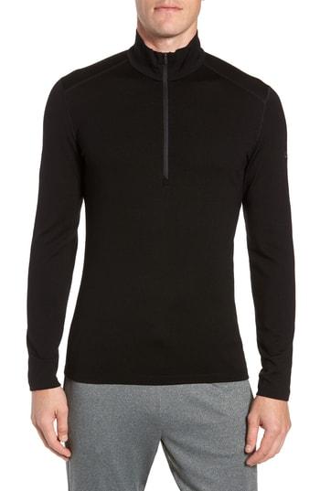 Men's Icebreaker 260 Tech Merino Wool Half Zip Base Layer Top, Size - Black