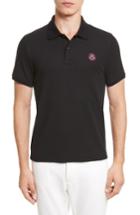 Men's Moncler Smile Logo Pique Polo - Black