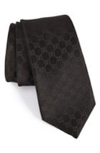 Men's Gucci Federa Silk Jacquard Tie, Size - Black