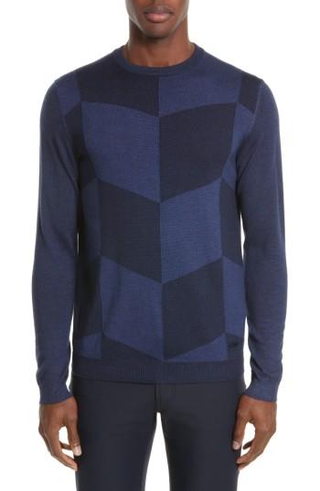 Men's Armani Collezioni Chevron Colorblock Sweater Eu - Blue