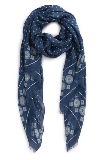 Men's Drakes Block Print Scarf, Size - Blue