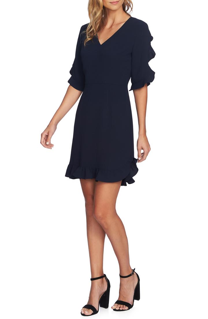 Women's Cece Ruffle V-neck A-line Dress - Blue
