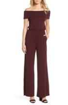 Women's Cupcakes And Cashmere Farida Off The Shoulder Jumpsuit - Burgundy