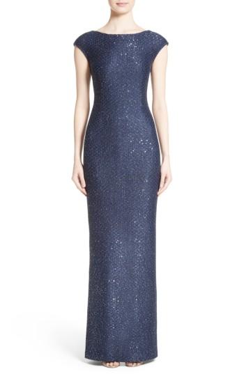 Women's St. John Evening Sequin Gown - Blue