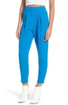 Women's Topshop Clara Peg Belted Trousers Us (fits Like 0-2) - Blue