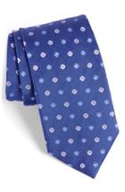 Men's David Donahue Neat Floral Medallion Silk Tie, Size - Blue