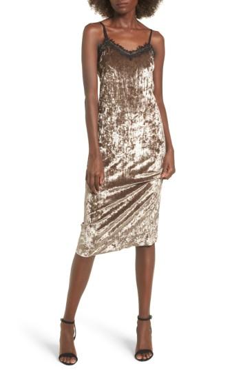 Women's Lira Clothing Eclipse Lace & Velvet Slipdress - Brown