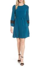 Women's Michael Kors Lace Inset Bell Sleeve Dress - Blue