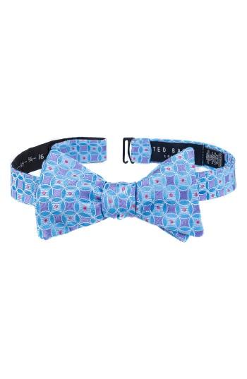 Men's Ted Baker London Park Lane Geometric Silk Bow Tie, Size - Purple