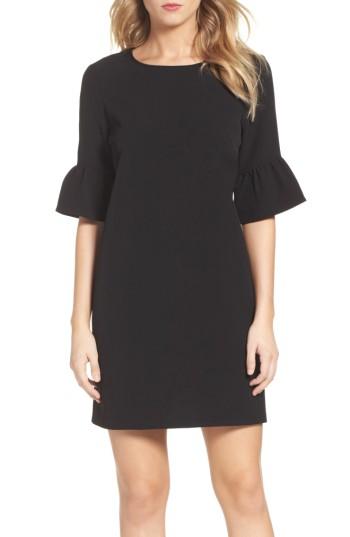 Petite Women's Charles Henry Bell Sleeve Shift Dress P - Black