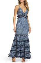 Women's Keepsake The Label Catch Me Ruffle Lace Trumpet Gown - Blue