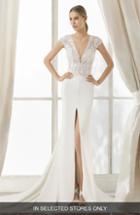 Women's Rosa Clara Couture Matisse Plunging Silk Blend Brocade Ballgown, Size - Pink