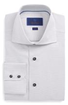 Men's David Donahue Trim Fit Patterned Dress Shirt .5 32/33 - Grey