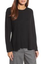 Women's Eileen Fisher Side Slit Merino Wool Sweater, Size - Black