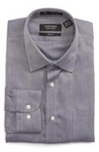 Men's Nordstrom Men's Shop Smartcare(tm) Trim Fit Herringbone Dress Shirt .5 - 32/33 - Blue