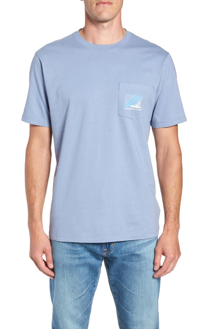 Men's Vineyard Vines Sportfisher Fit Pocket Tee, Size Small - Grey