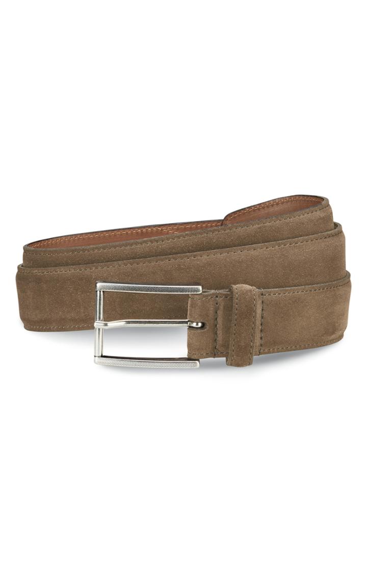 Men's Allen Edmonds Suede Avenue Leather Belt - Tan Suede