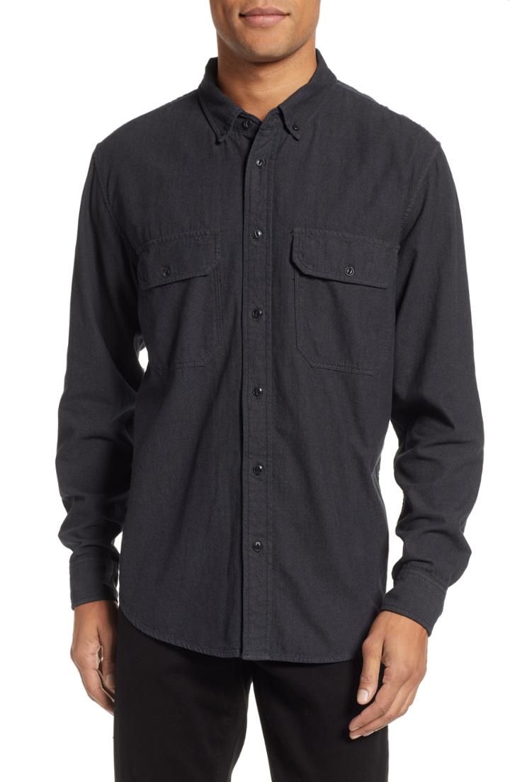 Men's Hudson Jeans Long Sleeve Military Shirt - Grey