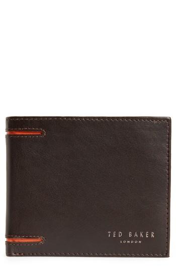 Men's Ted Baker London Figgy Inset Spine Leather Wallet - Brown