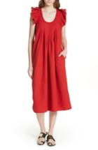 Women's The Great. The Flutter Tulip Dress - Coral