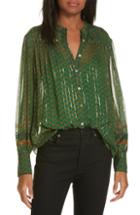 Women's Ba & Sh Wize Metallic Accent Blouse - Green