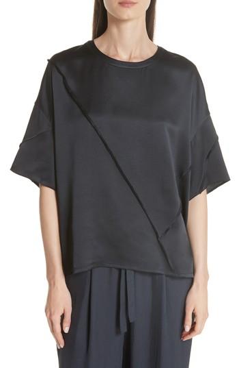 Women's Vince Raw Edge Silk Tee - Grey
