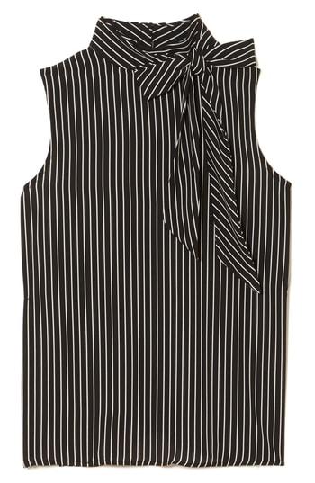 Women's Vince Camuto Legacy Pinstripe Tie Neck Top - Black