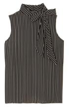 Women's Vince Camuto Legacy Pinstripe Tie Neck Top - Black