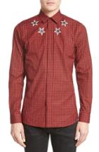 Men's Givenchy Extra Trim Fit Star Gingham Sport Shirt - Red