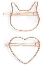 Berry Set Of 2 Cat & Heart Hair Clips