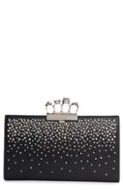 Alexander Mcqueen Four Ring Studded Knuckle Clasp Leather Clutch - Black