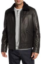 Men's Andrew Marc Kilmer Genuine Shearling Bomber Jacket - Black