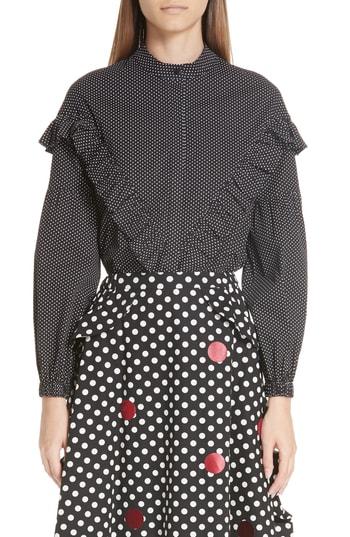 Women's Paskal Dot Ruffle Shirt - Black