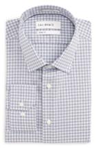 Men's Calibrate Trim Fit Non-iron Stretch Check Dress Shirt 34/35 - Blue