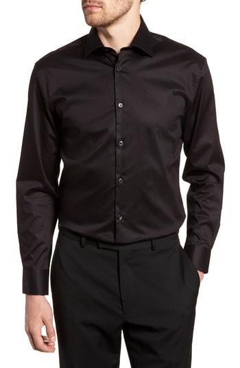 Men's John Varvatos Star Usa Red Label Slim Fit Stretch Solid Dress Shirt .5l - Black