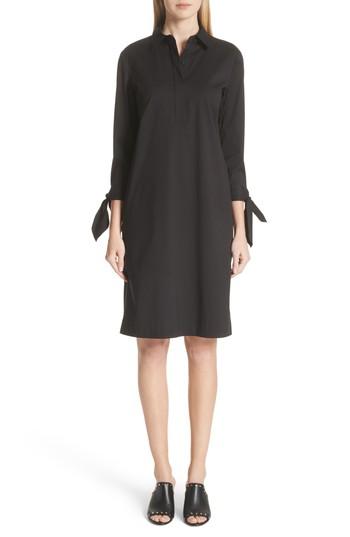 Women's Lafayette 148 New York Talia Stretch Cotton Blend Dress, Size - Black
